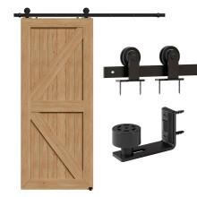 CCJH 2.13M/7FT Sliding Door Hardware Kit Sliding Door Rail Contains Adjustable Floor Guide