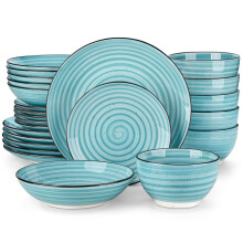 vancasso Candy 24 Piece Dinnerware Set, Double Sided Hand Painted Stoneware Dinner Set for 6 with 6 Dinner Plates, 6 Dessert Plates