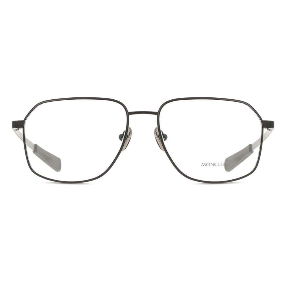 Moncler Unisex Transparent Me1010 1001 Optical Frames Metal Black Squared Normal - Image 2