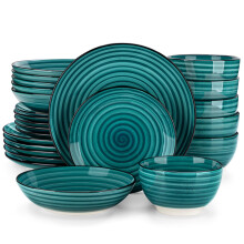 vancasso Candy 24 Piece Dinnerware Set, Double Sided Hand Painted Stoneware Dinner Set for 6 with 6 Dinner Plates, 6 Dessert Plates