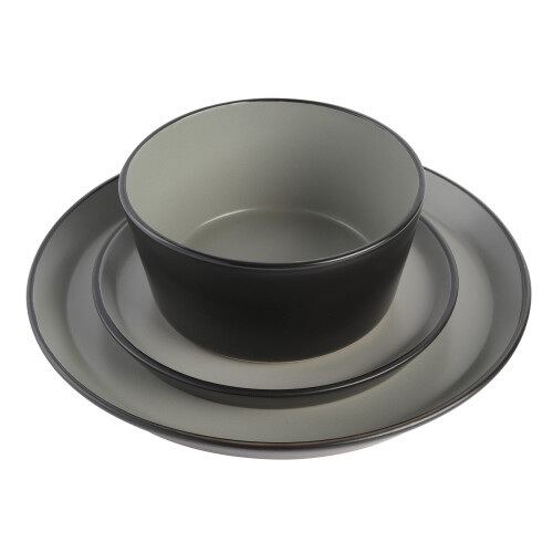 Gibson Soho Lounge Sofia Coupe Dinnerware Set, Service for 4 (12pcs), Grey 2