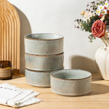 GBhome Stoneware Cereal Bowls Set of 4, Handmade Ceramic Bowls Set for Cereal Soup Salad, Stylish Kitchen Bowls for Meal, Dishwasher & Microwave Safe