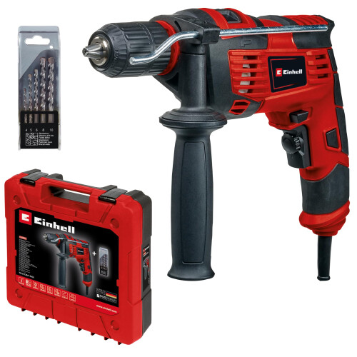 Einhell Einhell 720W Impact Drill with Drill Bit Set and Case - Hammer Drill with Auxiliary Handle, Soft Grip, Speed Control