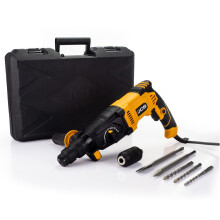 JCB 1050w Rotary Hammer Drill, 240v, Anti-Vibration & Multi Position Side Handle, 4 Modes Drilling, Hammer, Chiselling and Chisel Adjustment