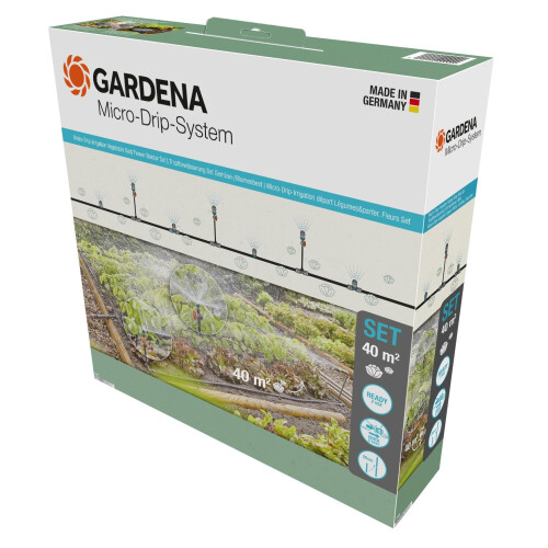 Gardena Gardena Micro-Drip-System Drip Irrigation Set Vegetable/Flower Bed (40 m²): Starter set, ready to use, water-saving irrigation system