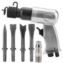 Air Chisel Air Hammer Kit Pneumatic Hammer Chisel Industrial Powerful Handle Straight Type Air Hammer Chisel Set for Sand Cleaning, Welding