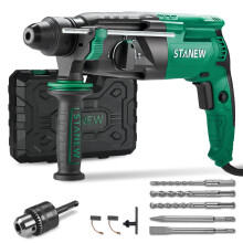 STANEW 950W Corded Hammer Drill, SDS-Plus, 0-1150 RPM/5100 BPM Rotary Hammer with 4 Functions and Safety Clutch, 360 Rotating Handle, Variable Speed