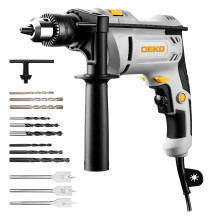 900W Corded Hammer Drill : DEKOPRO 45,000BPM Electric Hammer Drill with 13mm Keyed Metal Chuck, 360Adjustable Handle,15pcs Accessories