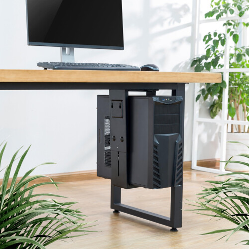 RICOO Computer Rack Under Desk CPU TRH-06 Mount 360 Degrees Swivel Flexible Universal PC Server Case Holder Vertical Extendable 1