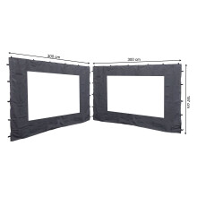 QUICK STAR 2 Side Panels with PE Window 300x197cm Anthracite for Gazebo 3x3m