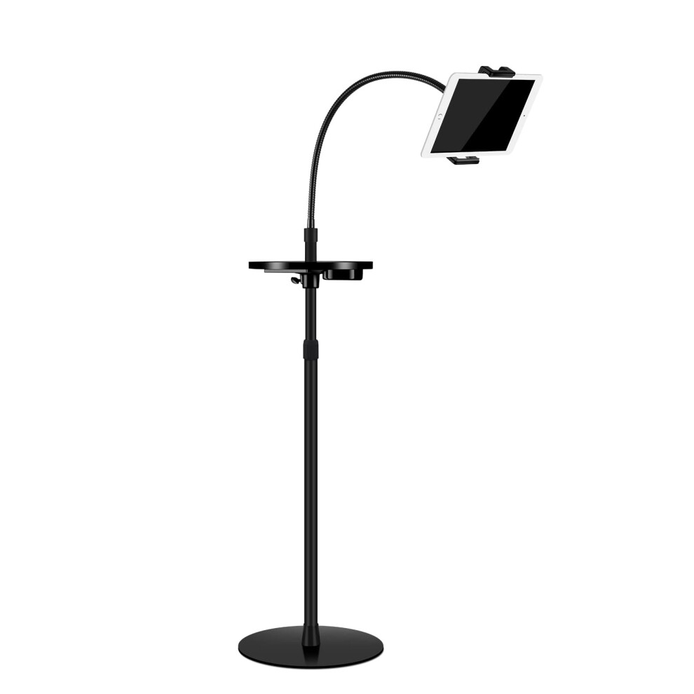 Thingy Club Adjustable Aluminium Height-Adjustable Gooseneck Compatible With Ipad/Tablet/Phone Mount Holder Floor Stand (Black) Black 5051227958686