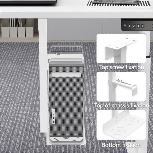Mocoli PC bracket, Host wall bracket PC bracket under desk computer suspension holder space-saving height and width adjustable white 2