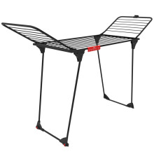 Vileda King Ultimate Black Indoor Clothes Airer | Foldable 20m Clothes Drying Rack with XXL Anti‑Crease Lines, Wheels & Sock Holder