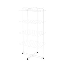 Brabantia HangOn Tower Drying Rack, 30m (White), Tall Foldable Clothes Rack, Space-Saving Laundry Drying Stand with Wheels and Hooks