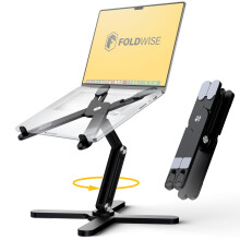 FoldWise X Premium Laptop Stand for Desk - 100% Aluminium, Portable & 360 Rotating - Adjustable Height & Angles Laptop Riser