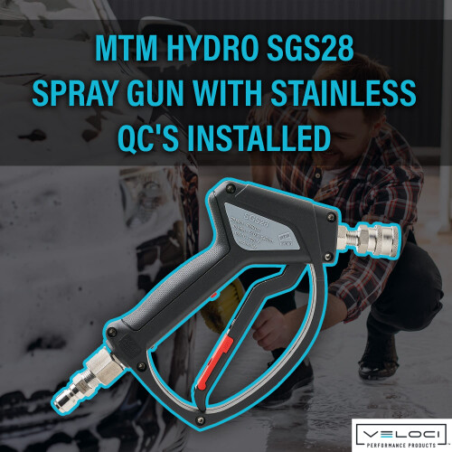 MTM Hydro SGS28 Spray Gun with Stainless QC's Installed 1