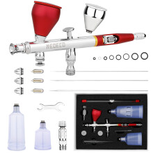 NEOECO SJ83 Airbrush, Self-Centering Plug-In Nozzle, 0.2, 0.3 & 0.5mm Nozzle Sets & 1/3oz Cup, Dual Action Gravity Feed Airbrush with 1/3oz, 2/3oz,
