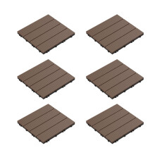 Pure Garden 50-LG1191 Patio and Deck Tiles – Interlocking Slat Pattern Outdoor Floor Pavers Weather Resistant and Anti-Slip Square DIY Mat