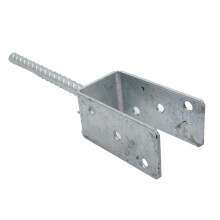 DOJA Barcelona | Post Anchor | 4 U-Bracket for Poles | 141x325x120x18mm | Galvanized Steel | Foot of Posts for Fences, Beach Umbrella, Wooden Slats