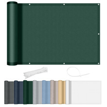 AXT SHADE Balcony Privacy Screen 90x600cm Waterproof Balcony Cover Wind and UV Protection with Cable Ties for Outdoor Terrace-Green
