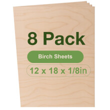 ROBOTIME 3mm Plywood Sheets Birch Veneer Cut to Size 3042 CM 8 Pack Wood Burning Model Making Laser Ply Material, Thin Wood Sheets for Craft Projects