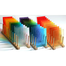 Lanyani 26 Sheets Transparent Stained Glass Sheets Packs for Art Crafts, Textured Bright Color Variety Translucent Cathedral Art Glass Sheets for