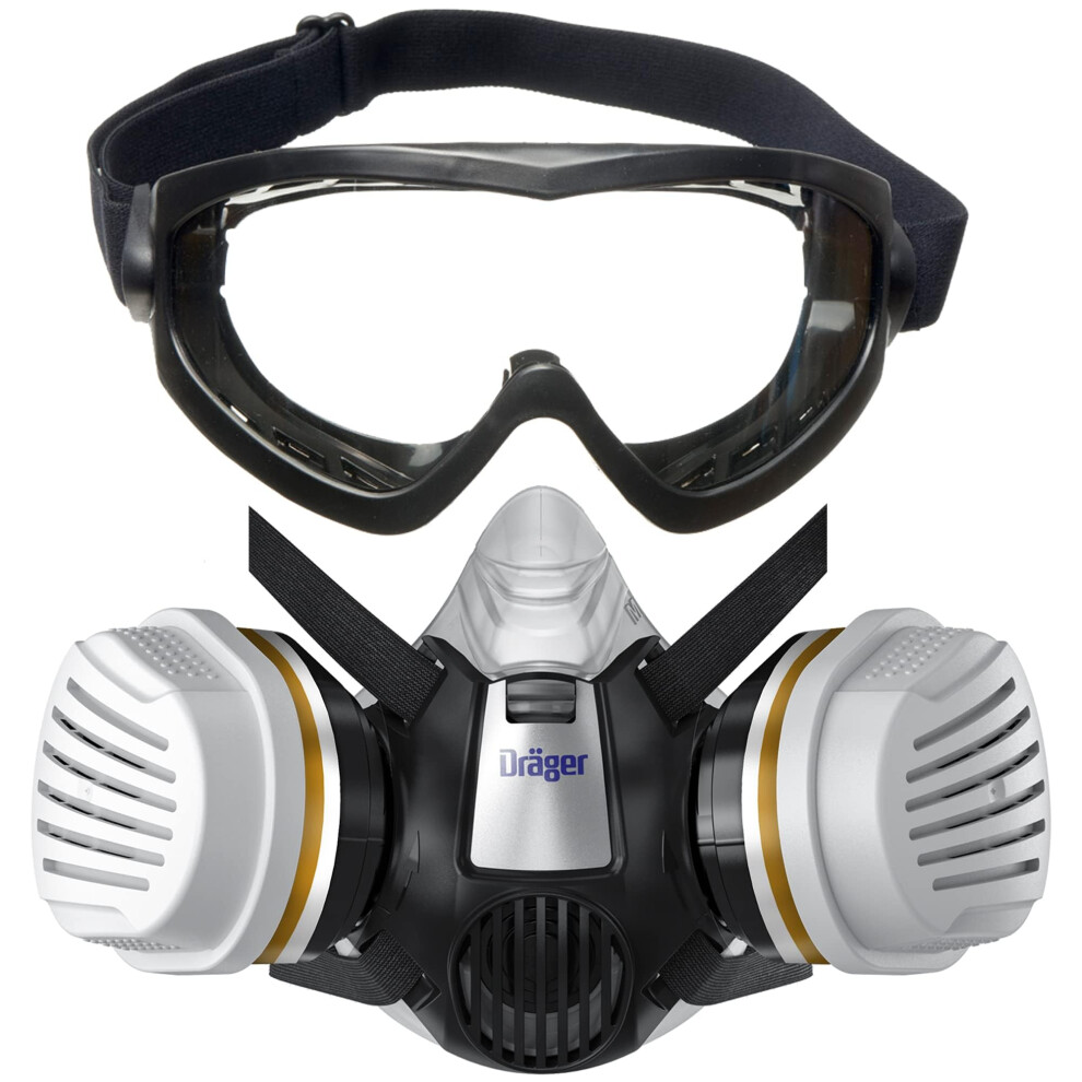 Drã¤Ger X-Plore 3300 Painter's Set With A2p3 Combi Filter & X-Pect 4200 Full-Vision Goggles, For Painters & Varnishers 5051227968548