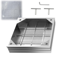 LIROPAU Recessed Manhole Cover, 30 x 30 x 6 cm Square Embedded Manhole Lid, Aluminum Alloy Recessed Manhole Cover and Frame for Yard, Pavement