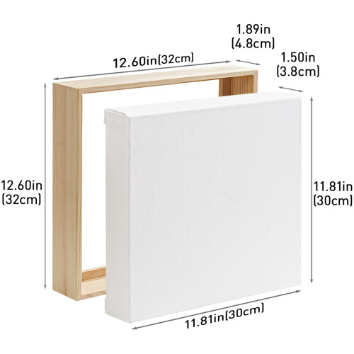 Colour Splash 30x30cm Deep Edge Stretched Canvas & Pine Floating Frame, 2pk 1
