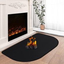 Khongoo Hearth Rugs for Fireplaces Fire Resistant, 150 x 80 cm, 1 mm, Black