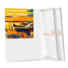 Koncci 3-Pack Canvas for Painting, 59x90cm Blank Large Canvas, Acid-Free Cotton 280GSM Triple Primed Painting Canvases for Acrylic