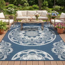 IMIYOKU Outdoor Rug for Patio Waterproof 180x270cm Reversible Large Outdoor Rug, Portable Plastic Straw Garden Rugs Carpet for Camping Picnic RV