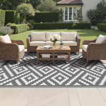 GENIMO Outdoor Rug 270x360cm,Extra Large Waterproof Reversible Garden Rug Recycled Plastic UV Resistant Modern Outdoor Mat for Patios,Picnic,Backyard
