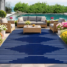 IMIYOKU Outdoor Rug for Patio Waterproof 270x365cm Reversible Large Outdoor Rug, Portable Plastic Straw Garden Rugs Carpet for Camping RV Backyard