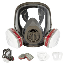 HOLULO Full Face Respirator Mask with Dual Filter & Front Port, Reusable Safety Mask with Replaceable Filters for Painting, Sanding