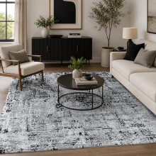 Serdim Rugs Serenity Metallic Two-Tone Indoor Area Rug - Contemporary Abstract Design - Brushed Black- 120x170 cm