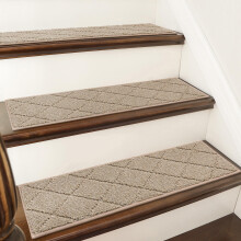 COSY HOMEER Stair Treads 15 Pack, Non-Slip Stair Runners for Indoor Wooden Steps Stairs, 100% Polyester Easy Care & Peel Noice Reduction, 70x22 CM
