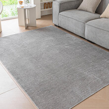 Ceneco Grey Rug, Short Pile, Chenille Non Slip, Washable, Large Area, Thin for Dining (Grey, 120160cm)