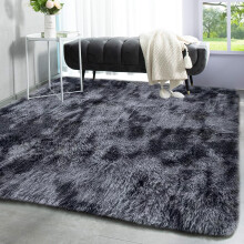 Tinyboy-bhq Area Rugs Soft Living Room Carpets Anti Slip Fluffy Bedroom Rug Shaggy Floor Mats Large for Hallway Bedroom (Black/Grey, 200 x 200 cm)