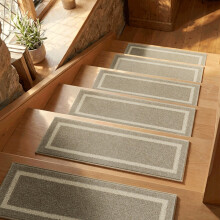 COSY HOMEER Carpet Stair Treads 15pcs Set, Non-Slip Indoor Carpet Treads for Stairs for Kids Elders and Dogs