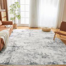 Guchuang Bedding Rugs for Bedroom 150x210cm, Large Washable Rugs for Living Room Grey Abstract Carpet