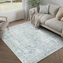 HUGEAR Vintage Blue Rugs Living Room Washable Non Slip Large Area Rug 90x150cm Bedroom Kitchen Hall Lounge Office Dining Room Indoor Carpet Low Pile