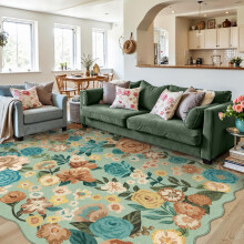 HUGEAR Green Rugs Living Room Washable Flower Area Rug 160x230cm Floral Non Slip Modern Boho Natural Large Carpet Bedroom Lounge Office Kitchen Hall