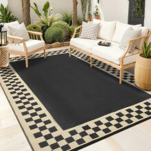 CAROMIO Outdoor Rug 240 x 300 cm Portable Reversible Plastic Straw Camping Mat for Outside Large Waterproof Outdoor Area Rugs Lightweight Bordered RV