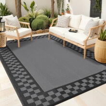CAROMIO Outdoor Rug 240 x 300 cm Portable Reversible Plastic Straw Camping Mat for Outside Large Waterproof Outdoor Area Rugs Lightweight Bordered RV
