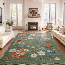 SOANNY Floral Living Room Rug, Large Boho Area Carpet, Soft Low Pile Washable Non Slip Stain Resistant Rugs for Bedroom Entryway Nursery Office