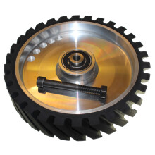 LASANA SMART MACHINES 250 x 50 mm Rubber Contact Wheel Belt Grinder Tooth Surface Aluminium Core - With 12 mm Shaft - Ready for Assembly