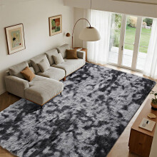 Cinknots Rugs Living Room Fluffy Rug for Bedroom,Baby Nursery&Dorm,Soft Non-slip Large Modern Indoor Shaggy Carpet(Black Grey,200 x 300 cm)