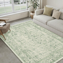 HUGEAR Vintage Green Rugs Living Room Washable Non Slip Large Area Rug 150x210cm Bedroom Kitchen Hall Lounge Office Dining Room Indoor Carpet Low