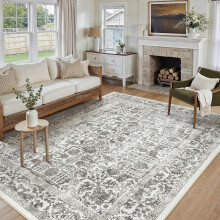 HUGEAR Vintage Black Rugs Living Room Washable Non Slip Large Area Rug 180x270cm Bedroom Kitchen Hall Lounge Office Dining Room Indoor Carpet Low